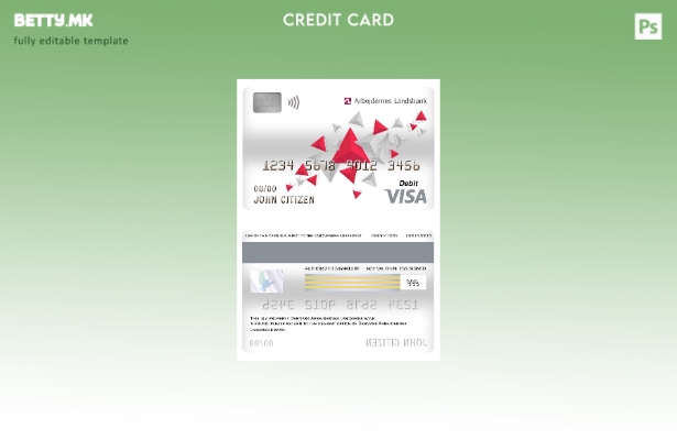 модерен стил Данска Arbejdernes Landsbank банка виза дебитна картичка шаблон